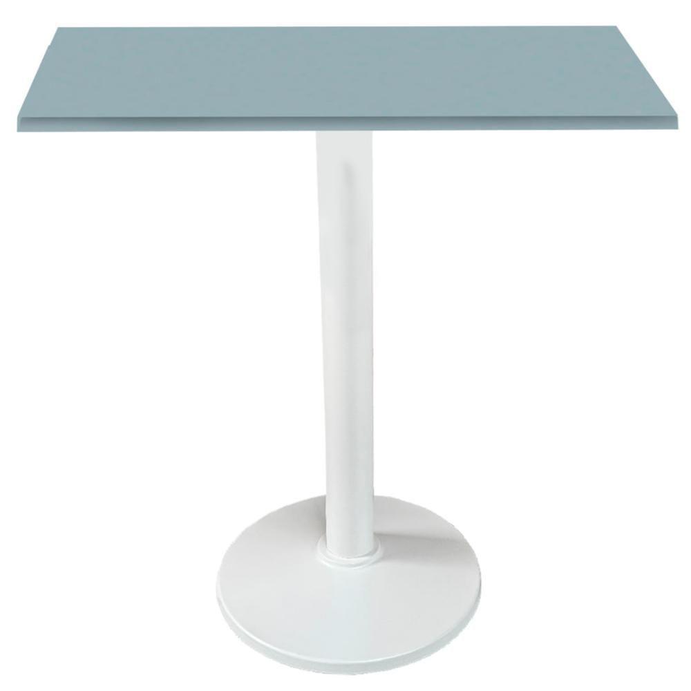 Mesa Zeta Ferro Branco 75 Cm (alt) Disco Redondo Tampo Mdp Quadrado 60 Cm (larg) X 2,5 Cm (alt) Cinza - 1