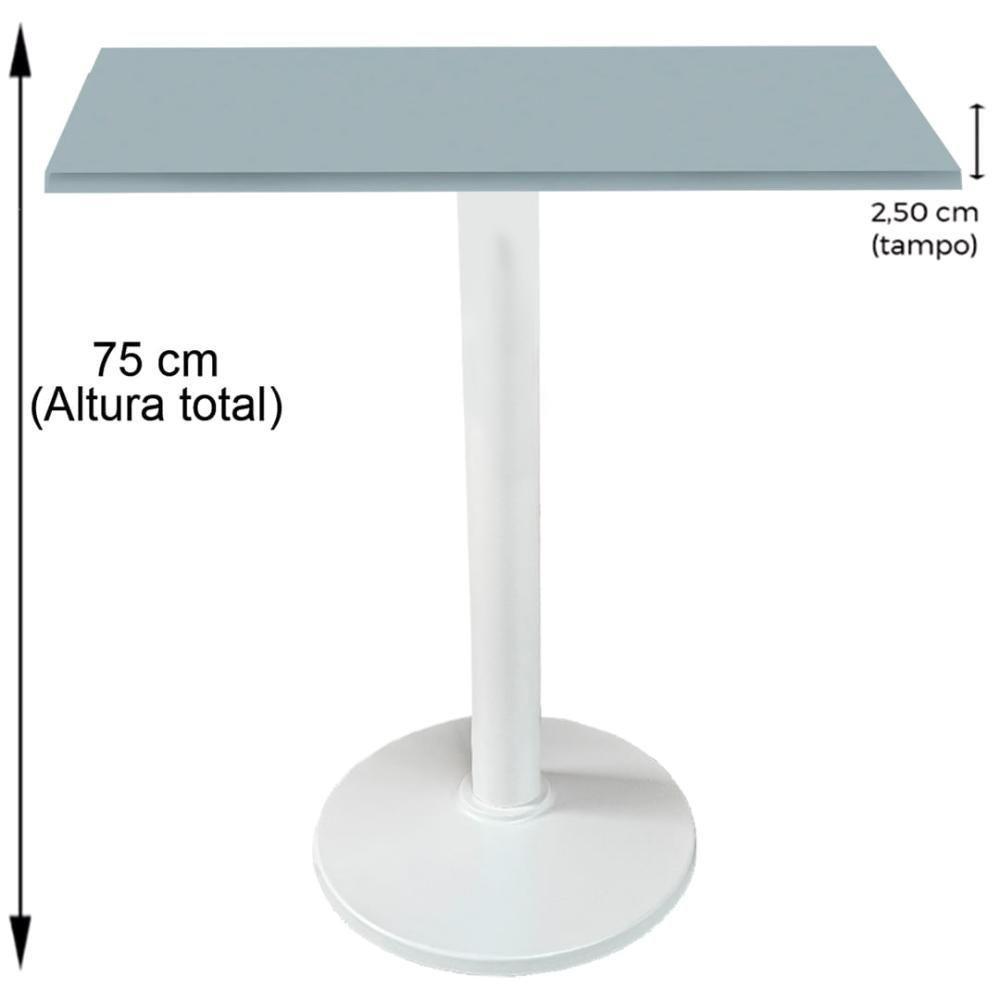 Mesa Zeta Ferro Branco 75 Cm (alt) Disco Redondo Tampo Mdp Quadrado 60 Cm (larg) X 2,5 Cm (alt) Cinza - 2