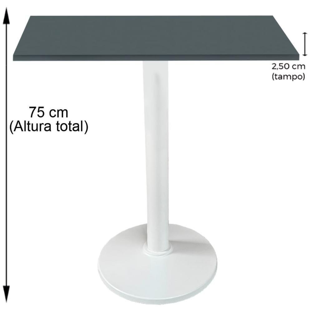Mesa Zeta Ferro Branco 75 Cm (alt) Disco Redondo Tampo Mdp Quadrado 80 Cm (larg) X 2,5 Cm Alt Grafito - 2