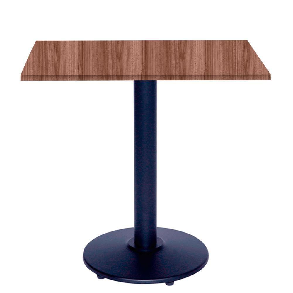 Mesa Zeta Ferro Preto 75 Cm (alt) Disco Redondo Tampo Mdp Quadrado 60 Cm (larg) X 2,50 Cm Alt Walnut - 1