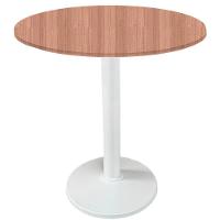 Mesa Zeta Ferro Branco 75 Cm (alt) Disco Redondo Tampo Mdp Redondo 70 Cm Larg X 2,5 Cm (alt) Noce Nat - 1