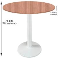 Mesa Zeta Ferro Branco 75 Cm (alt) Disco Redondo Tampo Mdp Redondo 70 Cm Larg X 2,5 Cm (alt) Noce Nat - 2