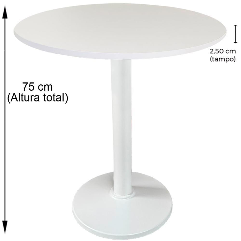 Mesa Zeta Ferro Branco 75 Cm (alt) Disco Redondo Tampo Mdp Redondo 80 Cm (larg) X 2,5 Cm (alt) Branco - 2