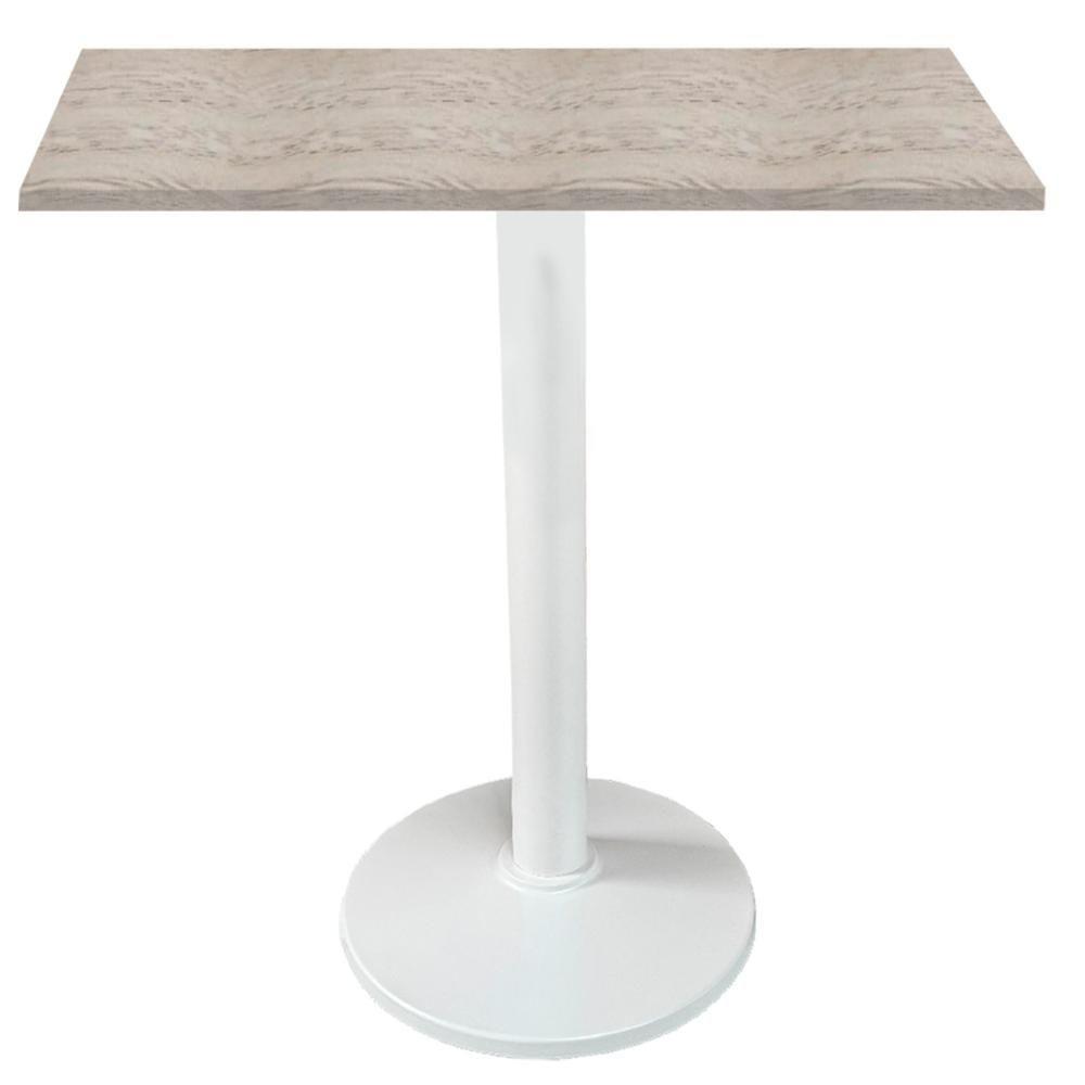 Mesa Zeta Ferro Branco 75 Cm Alt Disco Redondo Tampo Mdp Quadrado 80 Cm Larg X 2,5 Cm Alt Castanheira - 1