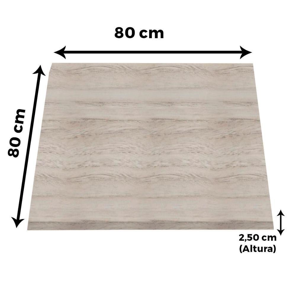 Mesa Zeta Ferro Branco 75 Cm Alt Disco Redondo Tampo Mdp Quadrado 80 Cm Larg X 2,5 Cm Alt Castanheira - 3