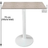 Mesa Zeta Ferro Branco 75 Cm Alt Disco Redondo Tampo Mdp Quadrado 80 Cm Larg X 2,5 Cm Alt Castanheira - 2