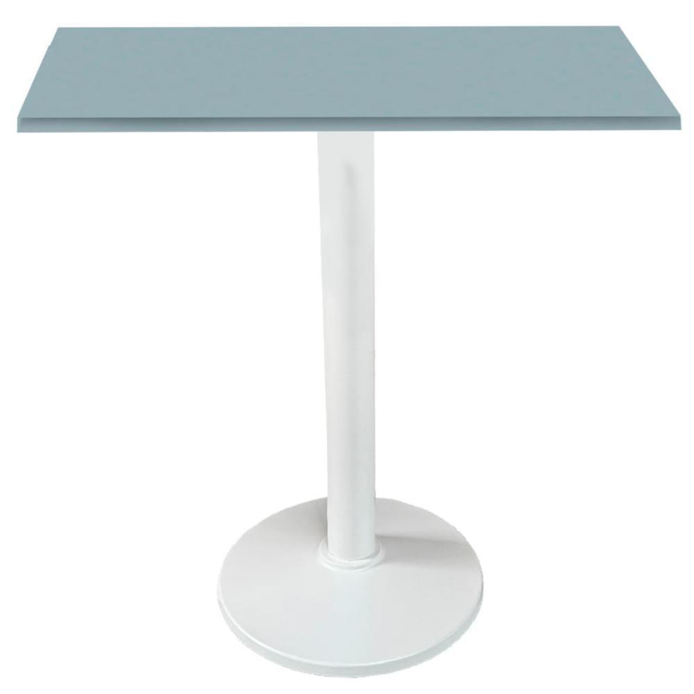 Mesa Zeta Ferro Branco 75 Cm (alt) Disco Redondo Tampo Mdp Quadrado 70 Cm (larg) X 2,5 Cm (alt) Cinza - 1