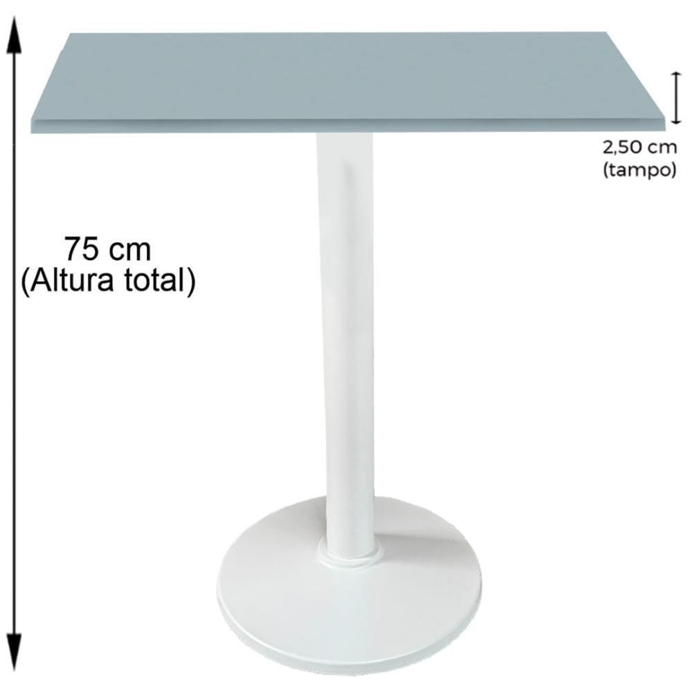 Mesa Zeta Ferro Branco 75 Cm (alt) Disco Redondo Tampo Mdp Quadrado 70 Cm (larg) X 2,5 Cm (alt) Cinza - 2
