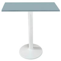 Mesa Zeta Ferro Branco 75 Cm (alt) Disco Redondo Tampo Mdp Quadrado 70 Cm (larg) X 2,5 Cm (alt) Cinza - 1