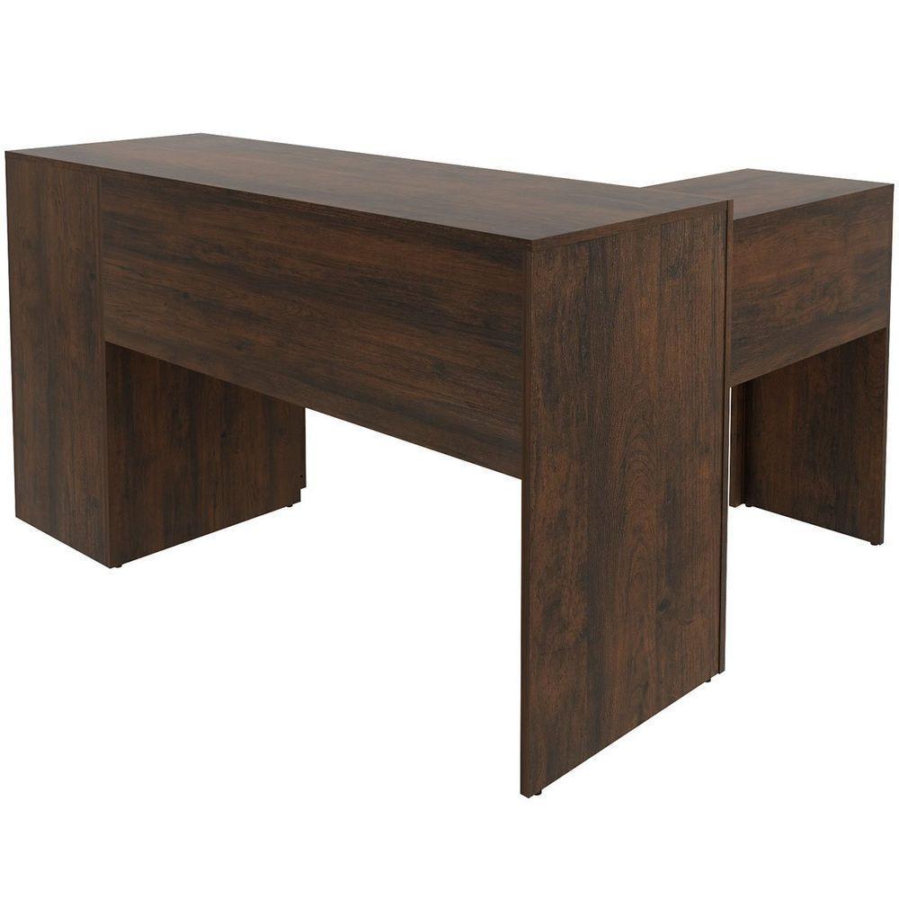 Mesa De Canto Para Escritório Em L Angular Com 3 Gavetas Rústico - 8