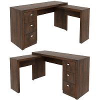 Mesa De Canto Para Escritório Em L Angular Com 3 Gavetas Rústico