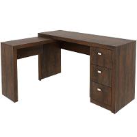 Mesa De Canto Para Escritório Em L Angular Com 3 Gavetas Rústico - 7