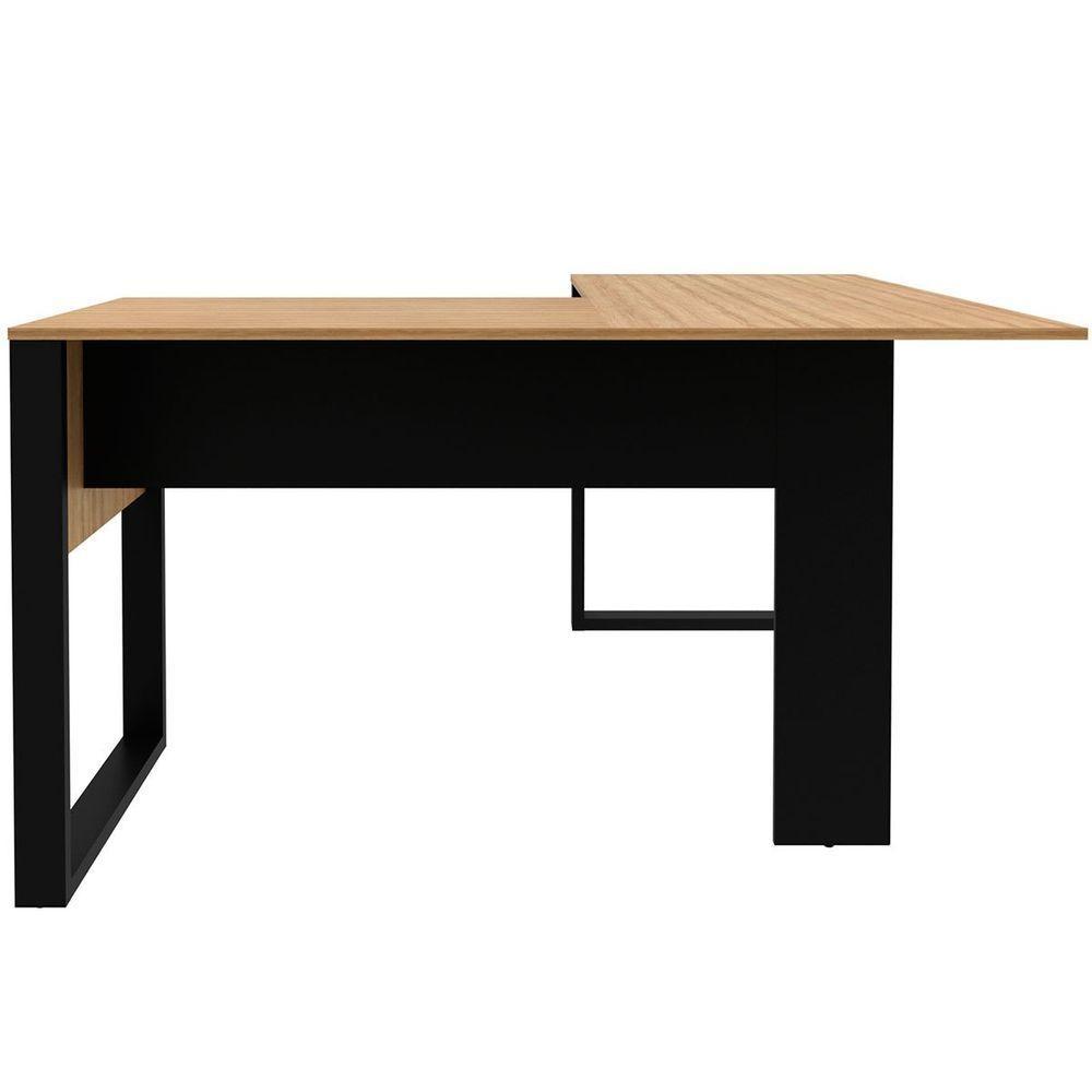 Mesa De Canto Para Escritório Em L Mdp Amêndoa/preto - 7