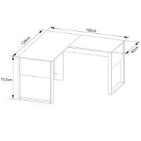 Mesa De Canto Para Escritório Em L Mdp Amêndoa/preto - 2