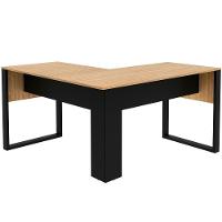 Mesa De Canto Para Escritório Em L Mdp Amêndoa/preto - 5