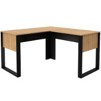 Mesa De Canto Para Escritório Em L Mdp Amêndoa/preto - 6