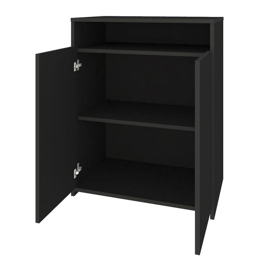 Balcão Para Escritório 2 Portas Com Nicho Cole Preto - 2