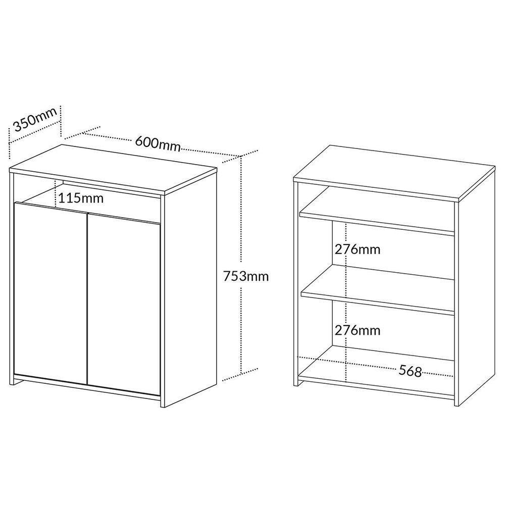 Balcão Para Escritório 2 Portas Com Nicho Cole Preto - 3