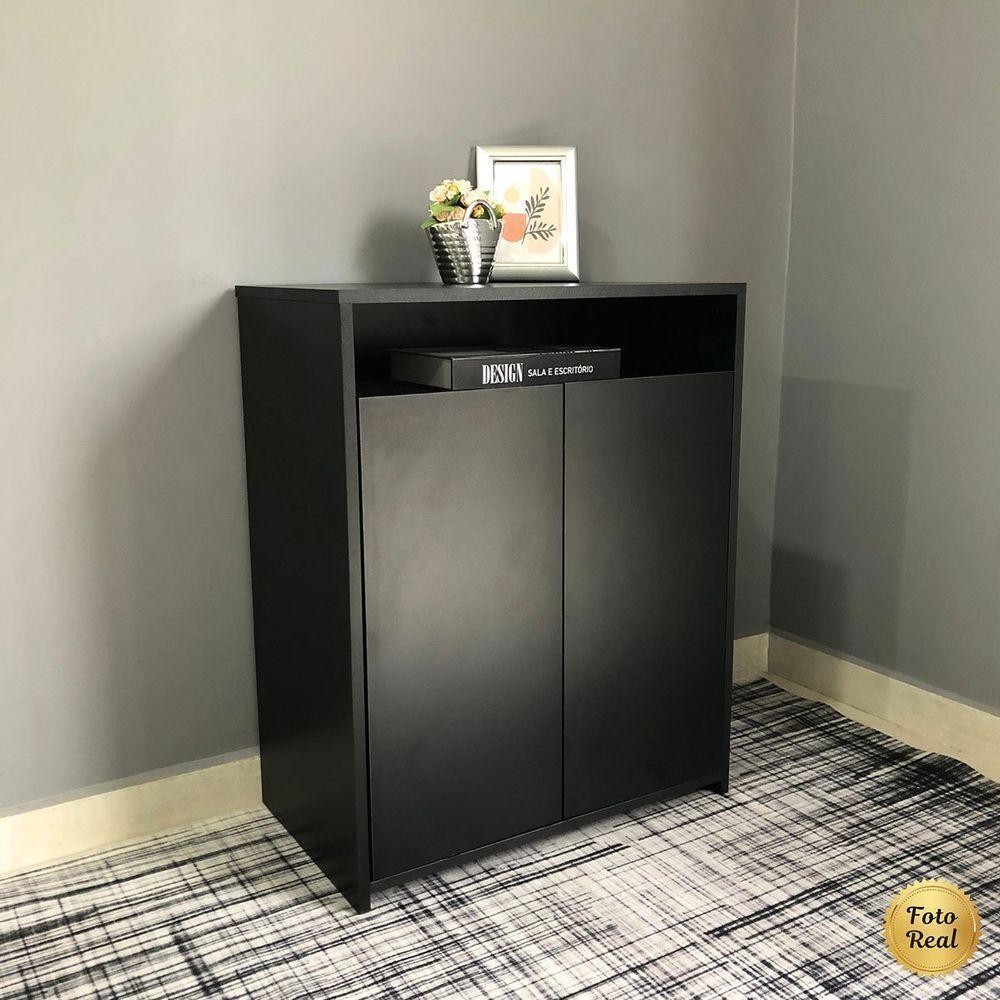 Balcão Para Escritório 2 Portas Com Nicho Cole Preto - 6