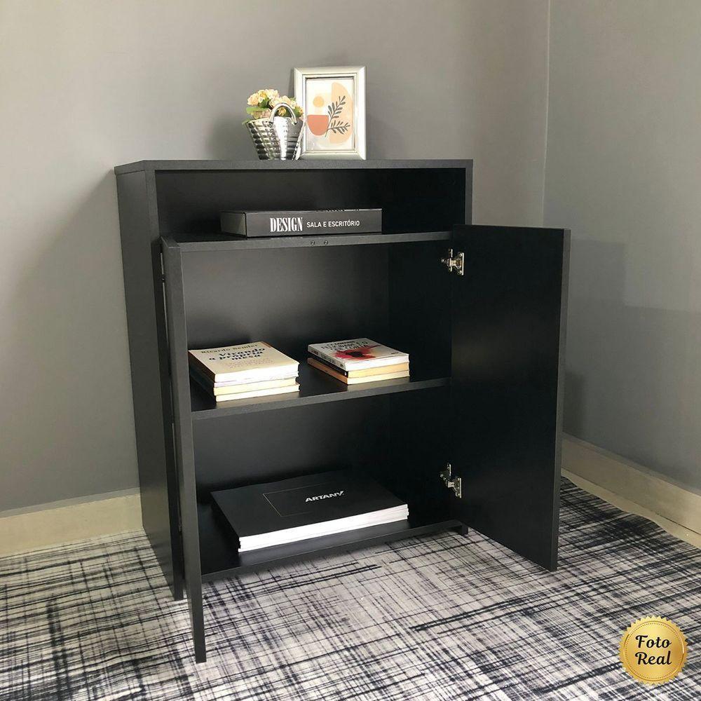 Balcão Para Escritório 2 Portas Com Nicho Cole Preto - 7