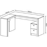 Mesa De Canto Para Escritório Em L Angular Com 2 Gavetas Nogal - 3