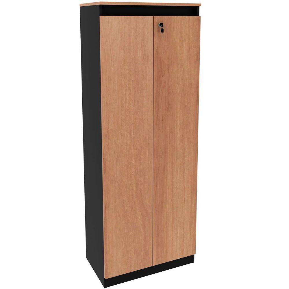 Armário Alto Para Escritório 2 Portas Com Chave Amêndoa/preto - 1