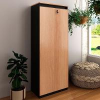 Armário Alto Para Escritório 2 Portas Com Chave Amêndoa/preto - 6