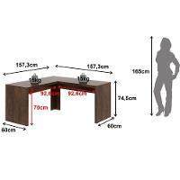 Mesa De Canto Para Escritório Em L Angular Mdp Rústico