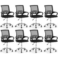 Kit 8 Cadeiras Secretária Office Base Giratória Em Tela Mesh - Preto - 1