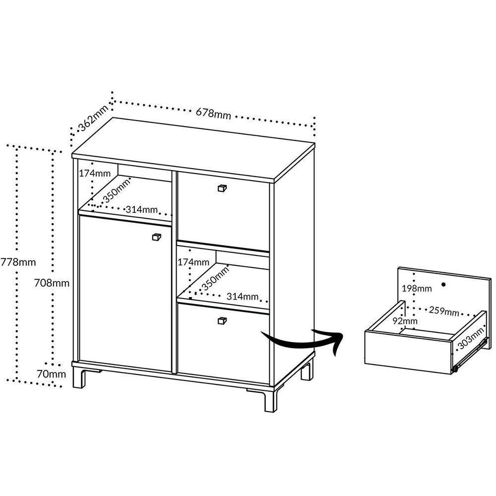 Balcão Para Escritório 2 Gavetas 1 Porta E 2 Nichos Erick Carvalho/branco/grafito - 2