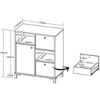 Balcão Para Escritório 2 Gavetas 1 Porta E 2 Nichos Erick Carvalho/branco/grafito - 2