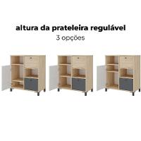 Balcão Para Escritório 2 Gavetas 1 Porta E 2 Nichos Erick Carvalho/branco/grafito