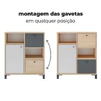 Balcão Para Escritório 2 Gavetas 1 Porta E 2 Nichos Erick Carvalho/branco/grafito - 5