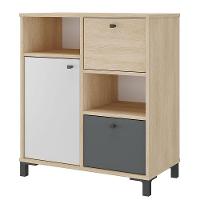 Balcão Para Escritório 2 Gavetas 1 Porta E 2 Nichos Erick Carvalho/branco/grafito - 6