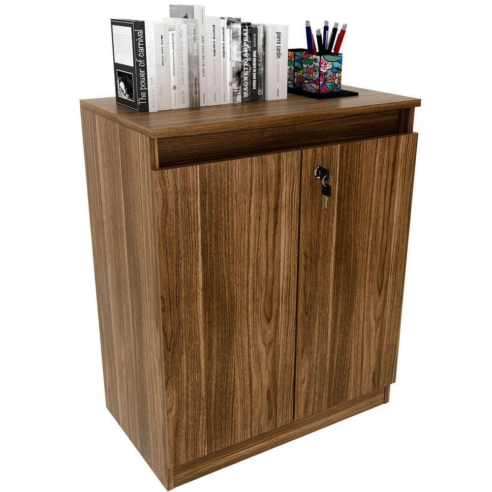 Balcão Para Escritório 2 Portas Com Chave Pequeno Nogal - 6