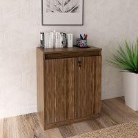 Balcão Para Escritório 2 Portas Com Chave Pequeno Nogal - 9