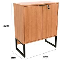 Balcão Para Escritório 2 Portas Com Chave Pequeno Amêndoa/preto - 3