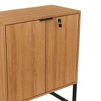 Balcão Para Escritório 2 Portas Com Chave Pequeno Amêndoa/preto - 9