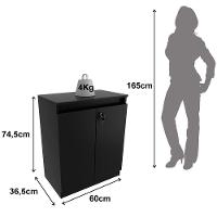 Balcão Para Escritório 2 Portas Com Chave Pequeno Preto - 5