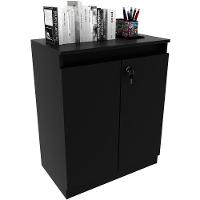 Balcão Para Escritório 2 Portas Com Chave Pequeno Preto - 9