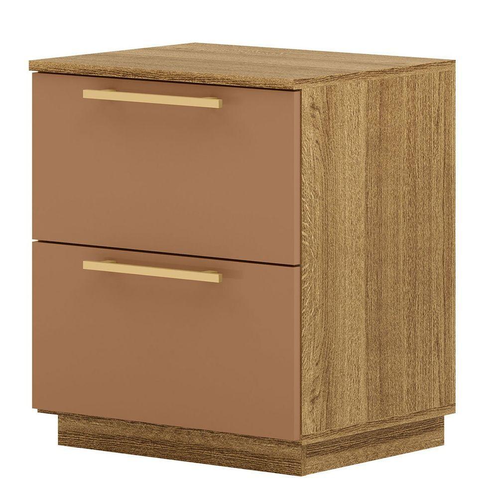 Kit 2 Mesas De Cabeceira 2 Gavetas Mdp Debai Nature/camarim - 2