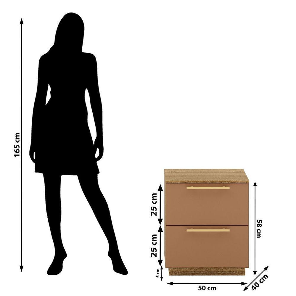 Kit 2 Mesas De Cabeceira 2 Gavetas Mdp Debai Nature/camarim - 4