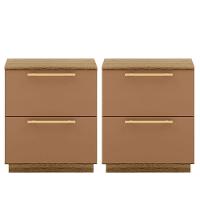 Kit 2 Mesas De Cabeceira 2 Gavetas Mdp Debai Nature/camarim - 1