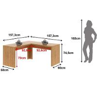 Mesa De Canto Para Escritório Em L Angular Mdp Amêndoa