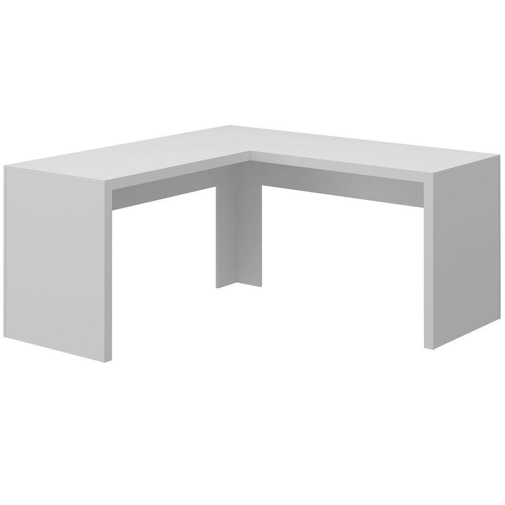 Mesa De Canto Para Escritório Em L Angular Mdp Branco - 5