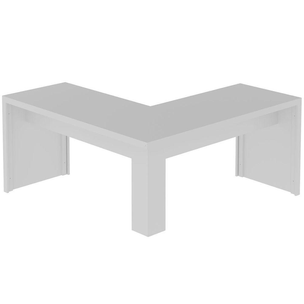 Mesa De Canto Para Escritório Em L Angular Mdp Branco - 6