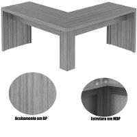 Mesa De Canto Para Escritório Em L Angular Mdp Branco - 3