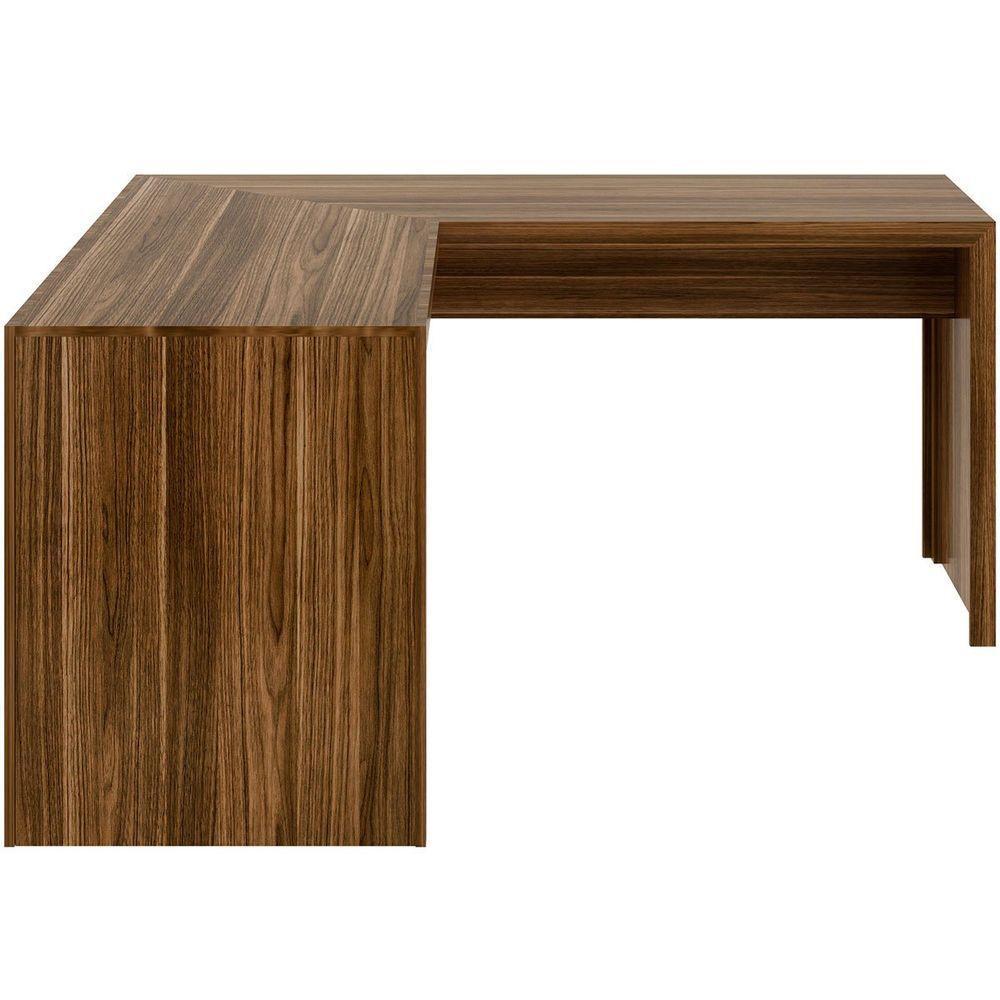 Mesa De Canto Para Escritório Em L Angular Mdp Nogal - 7