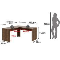 Mesa De Canto Para Escritório Em L Angular Mdp Nogal