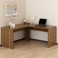 Mesa De Canto Para Escritório Em L Angular Mdp Nogal - 8